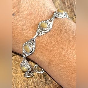 Pale Green Larsonite Statement Bracelet